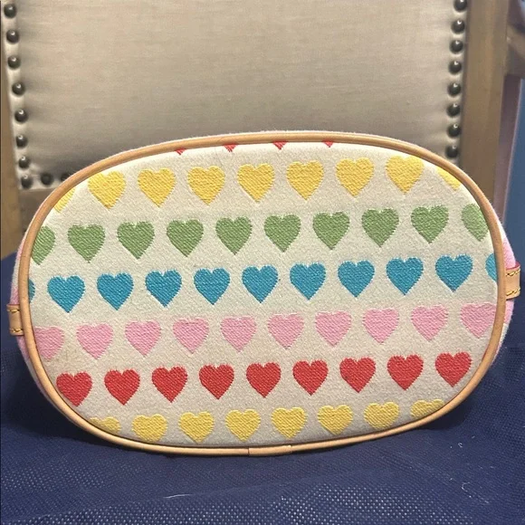 Vintage Y2K Dooney & Bourke Multicolor Heart Shoulder Bucket Bag - Picture 7 of 9